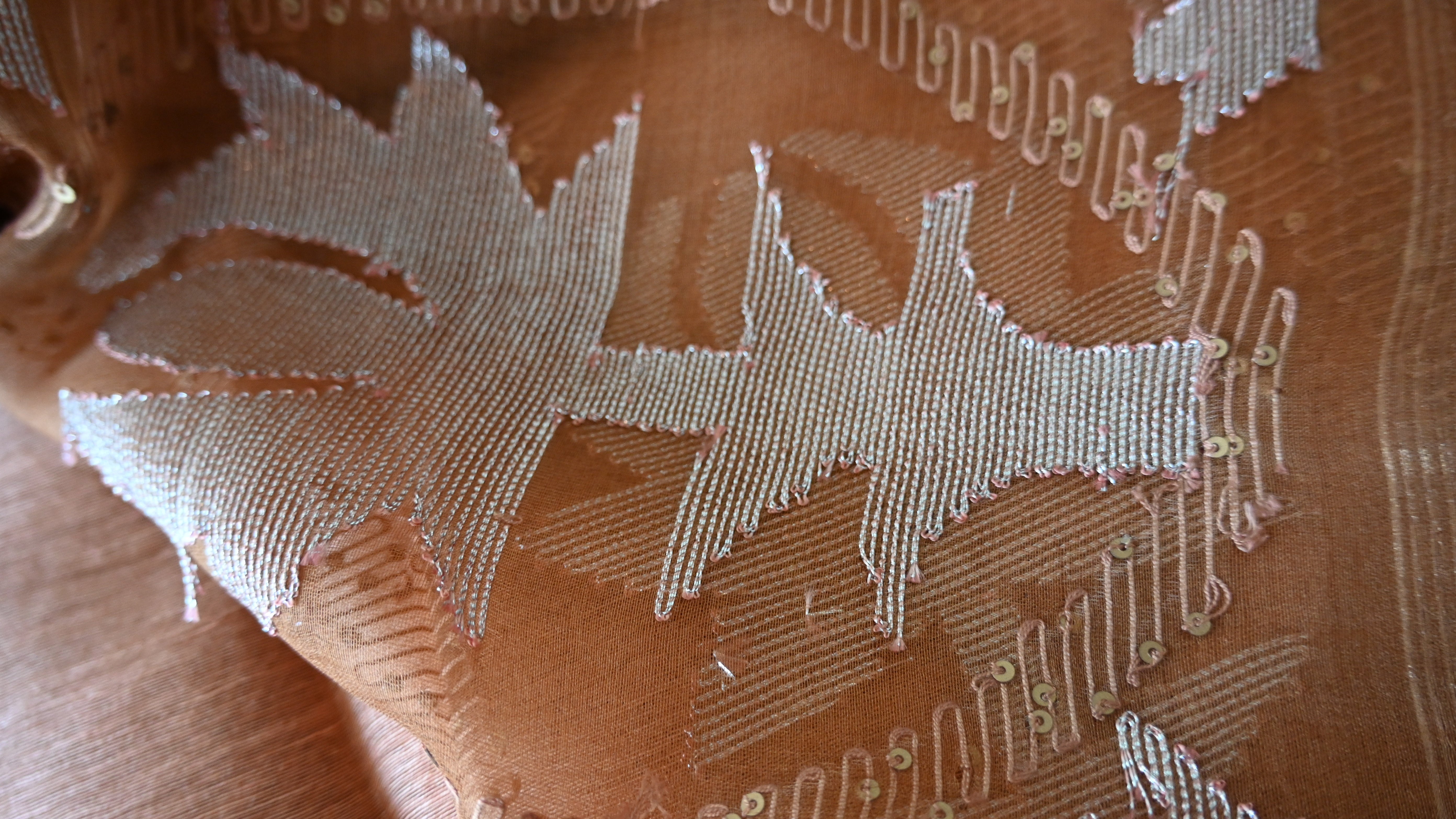 Pure Silk Linen Sequin Rusty brown Saree