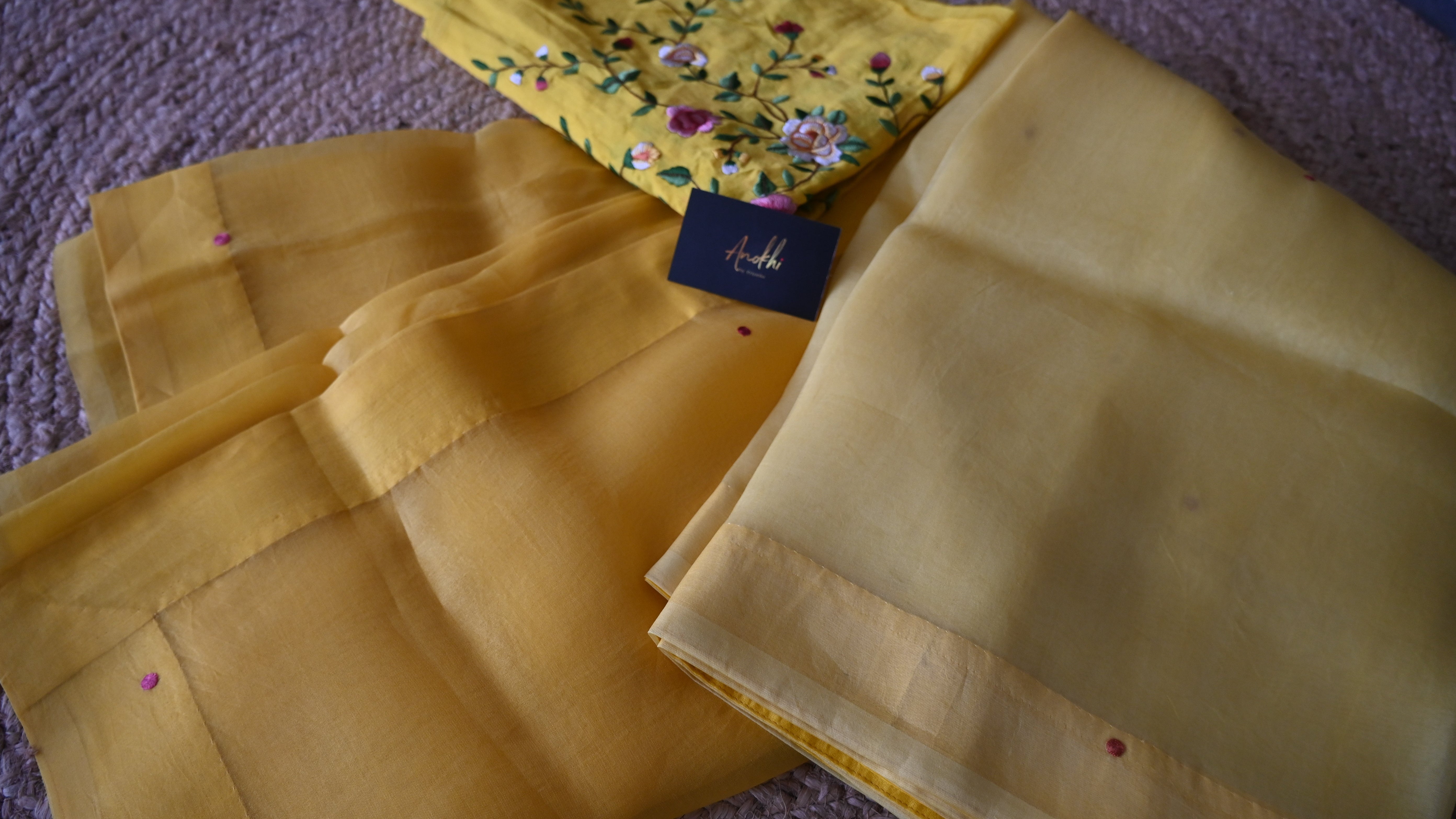 Pure Organza Silk Patch Embroidery Saree