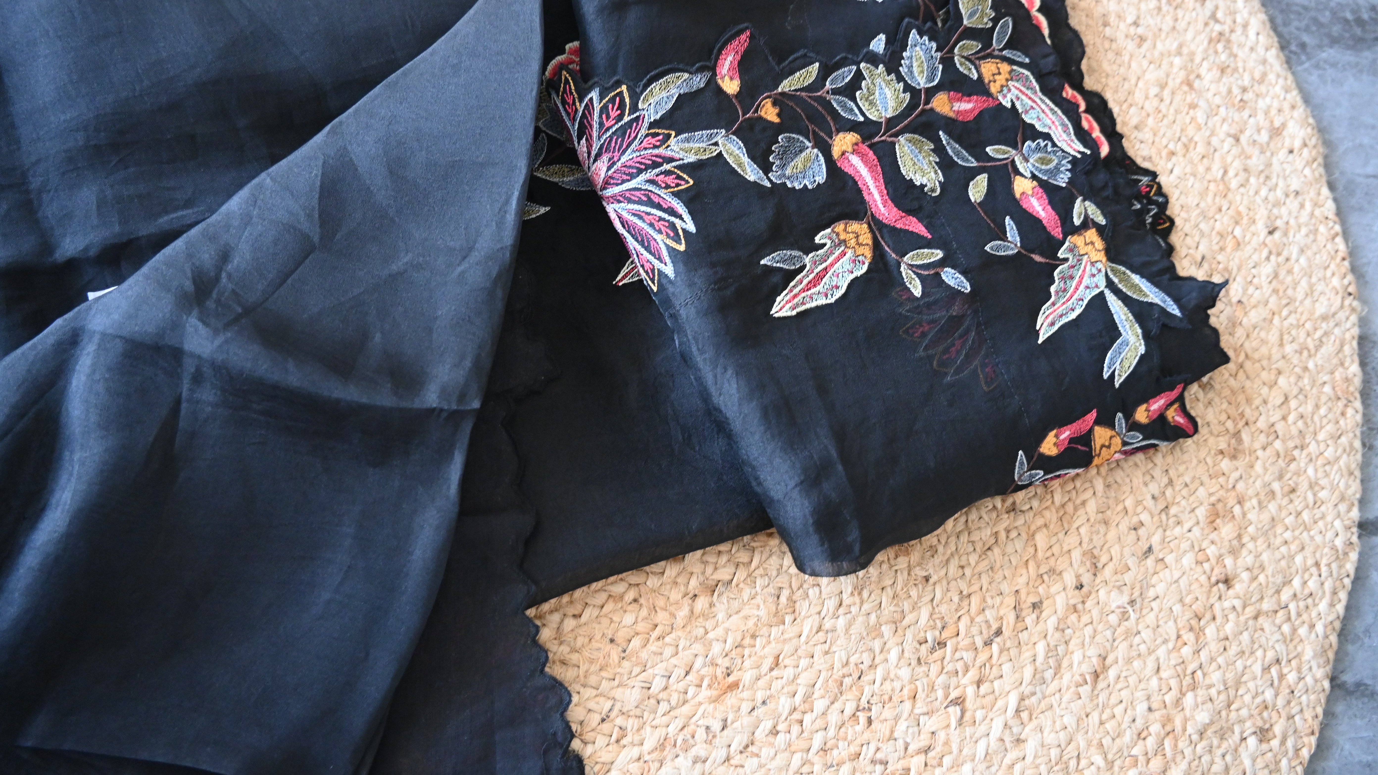 Pure Organza Silk Applique Work Saree