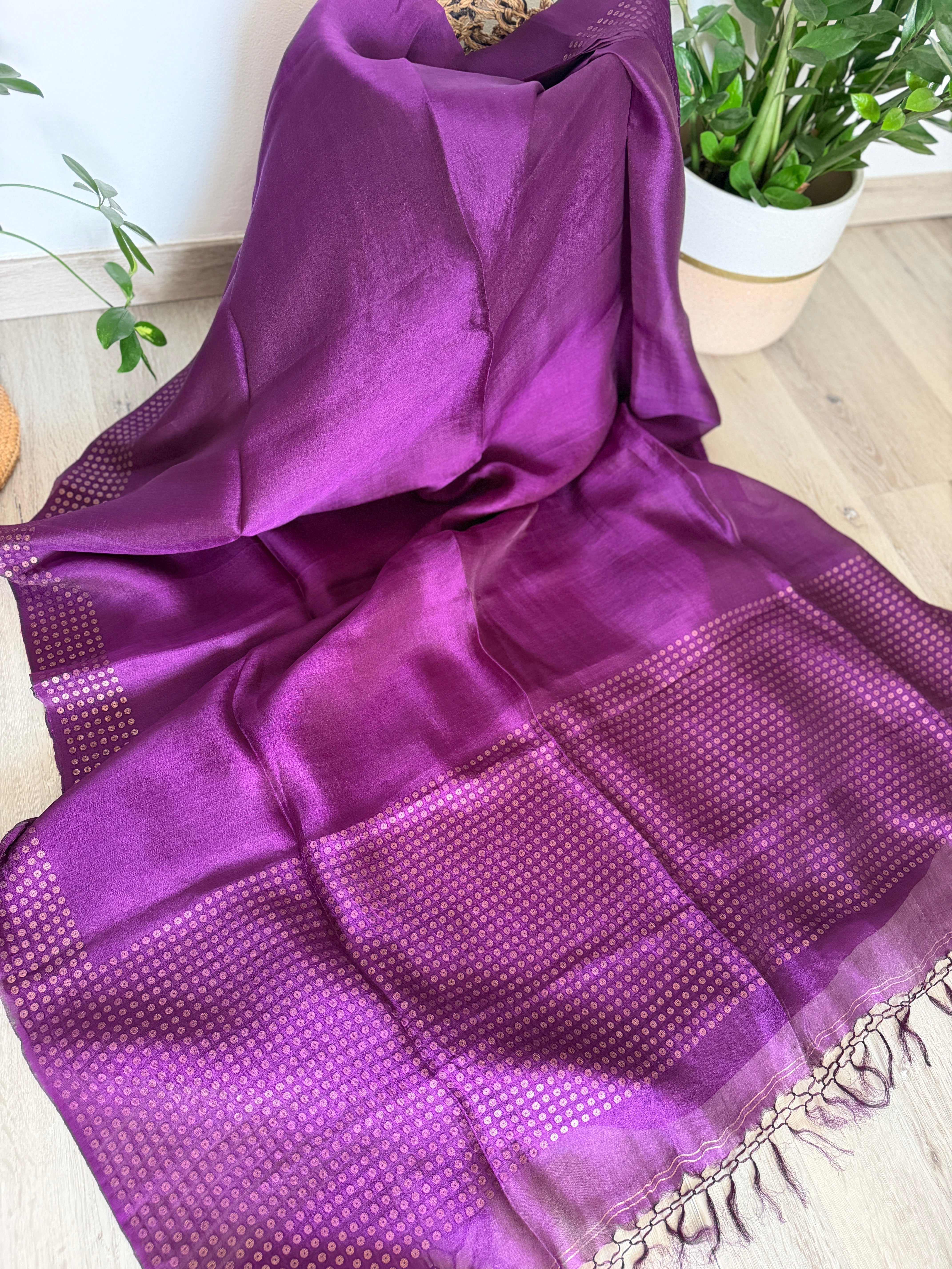 Purple Muslin Silk Saree