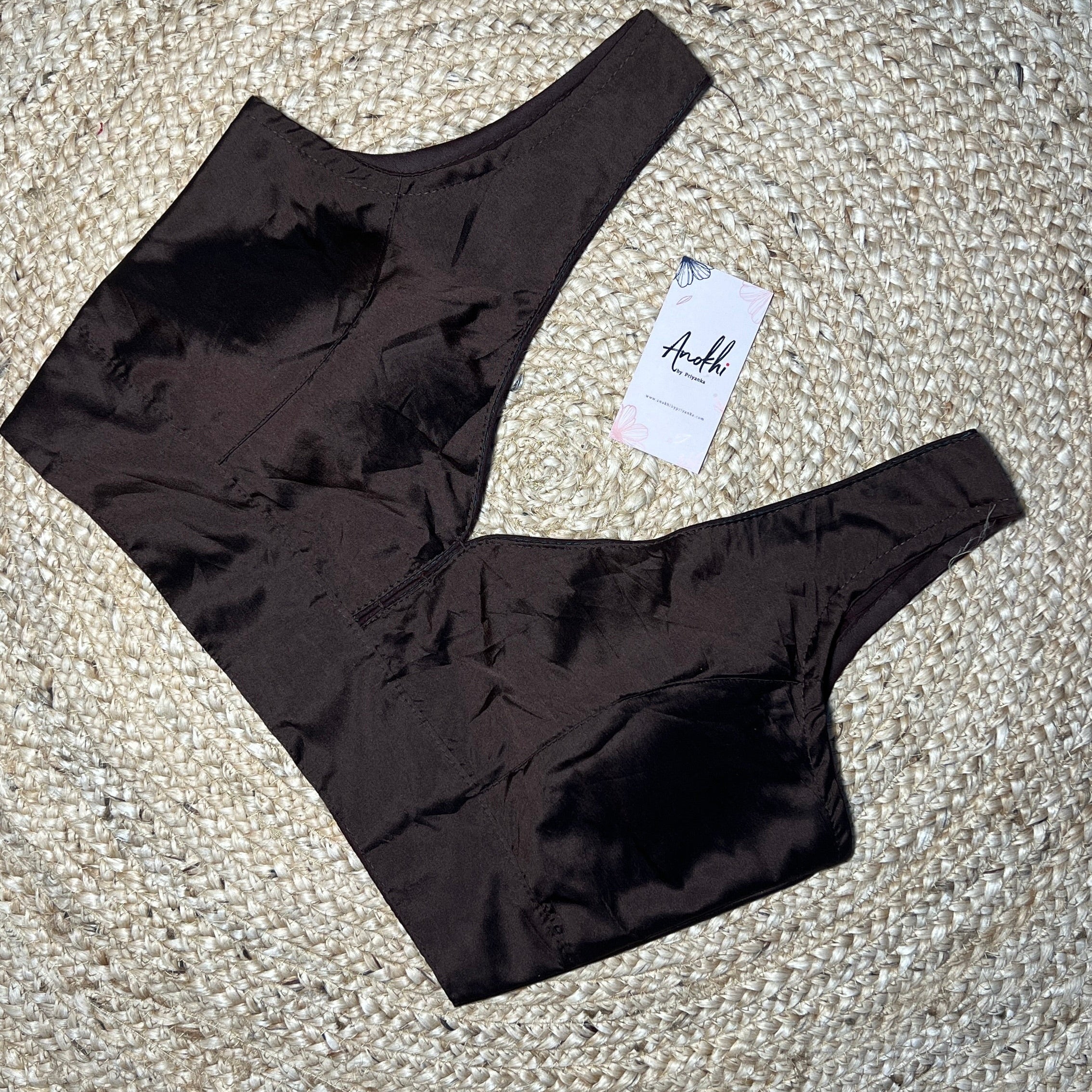 Coffee Color Pure Silk Designer Blouse