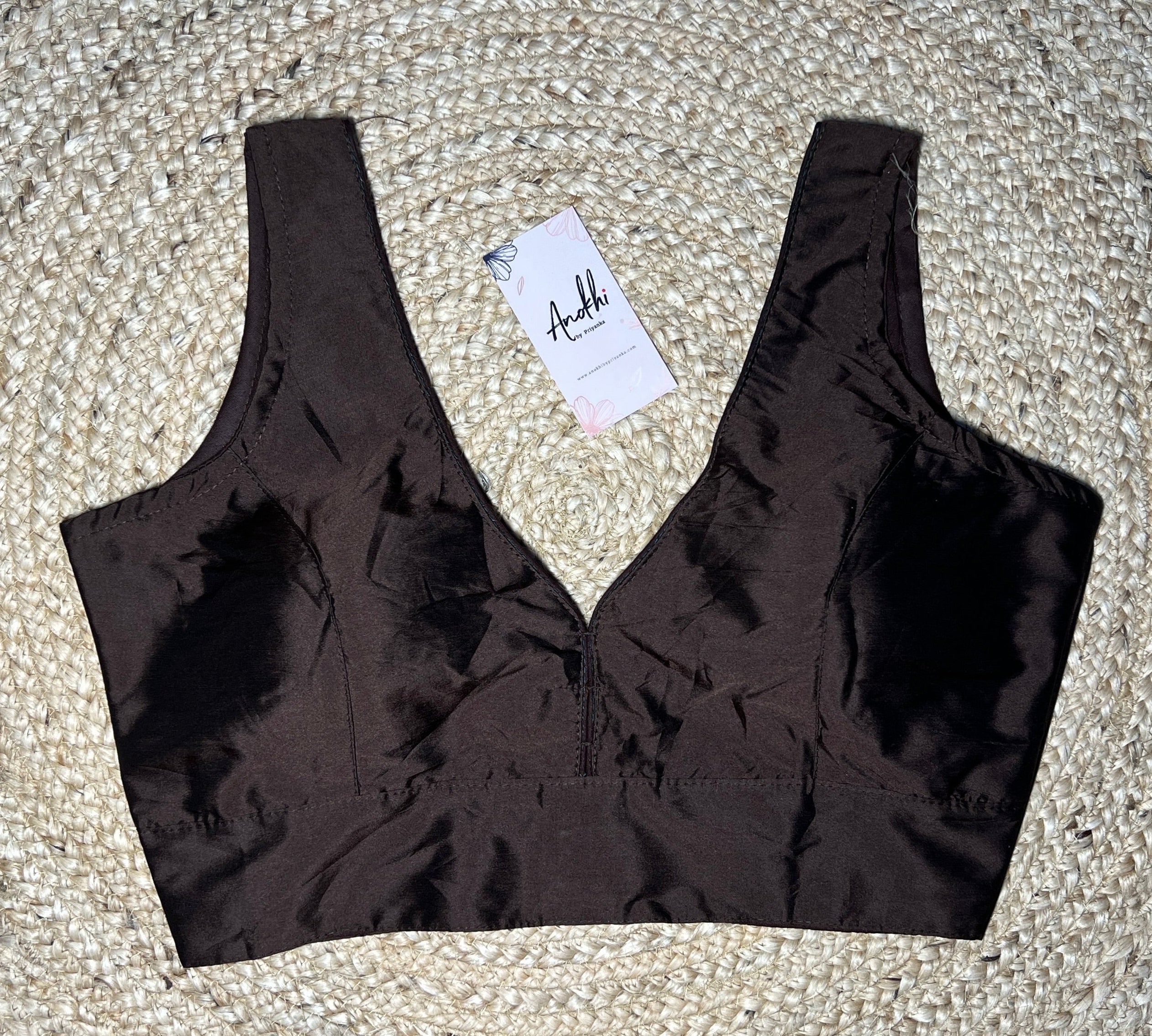 Coffee Color Pure Silk Designer Blouse